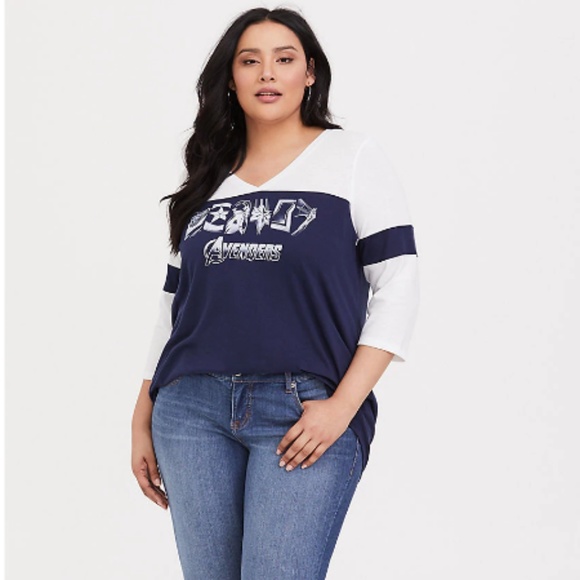 Torrid Tops - HER UNIVERSE MARVEL AVENGERS ENDGAME SLIM FIT TOP